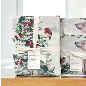 NEW Pottery Barn ENCHANTED WINTER FOREST King Duvet & 2 Euro Shams NWT